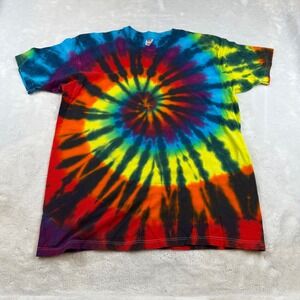 Hanes XL Tie Dye T Shirt Rainbow Swirl‎ Cotton Made USA Single Stitch